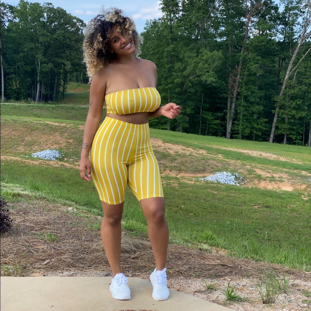 Private Label Mustard Striped Two-Piece Set